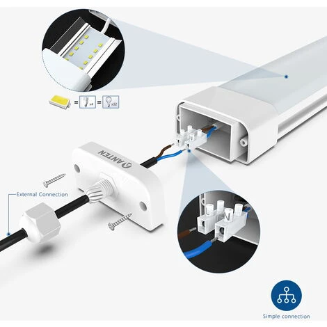 Anten 120CM Tube LED 36W Plafonnier Néon Tube LED Étanche IP65 Lampe Sur Plafond Anti-Poussière Anti-Corrosion Et Anti-Choc Tube Ampoule LED Blanc Froid 6000K 2 Anten 120CM Tube LED 36W Plafonnier Néon Tube LED Étanche IP65 Lampe Sur Plafond Anti-Poussière Anti-Corrosion Et Anti-Choc Tube Ampoule LED Blanc Froid 6000K – Image 2