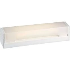 ARIC Reglette Salle De Bain B.85 17 Avec Inter Et Prise 16A, Avec Tube S19 LED 6W 2700K - Blanc