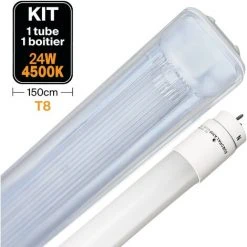 EUROPALAMP Kit Tube LED T8 23W Blanc Froid + Boitier Etanche 150cm