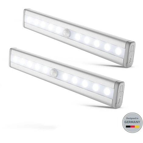 B.K.Licht Lot De 2 Veilleuses LED Avec Détecteur De Mouvement, éclairage Armoire Placard Vitrine, Réglette LED, Auto-adhésif, Alimentation Par Piles AAA (non Fournies) 1 B.K.Licht Lot De 2 Veilleuses LED Avec Détecteur De Mouvement, éclairage Armoire Placard Vitrine, Réglette LED, Auto-adhésif, Alimentation Par Piles AAA (non Fournies)