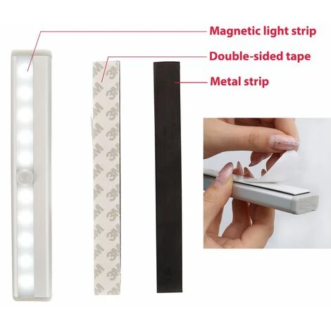 B.K.Licht Lot De 2 Veilleuses LED Avec Détecteur De Mouvement, éclairage Armoire Placard Vitrine, Réglette LED, Auto-adhésif, Alimentation Par Piles AAA (non Fournies) 4 B.K.Licht Lot De 2 Veilleuses LED Avec Détecteur De Mouvement, éclairage Armoire Placard Vitrine, Réglette LED, Auto-adhésif, Alimentation Par Piles AAA (non Fournies) – Image 4