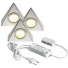 HERA Kit 3 Spots Triangulaire à Leds - : - Puissance : 1,6 W - : - Fixation : En Applique - Couleur De La Lumière : Blanc Froid - Indice De Protection : IP 20 - Décor : Inox Brossé - Type D'éclairage - Indice De Protection : IP 20