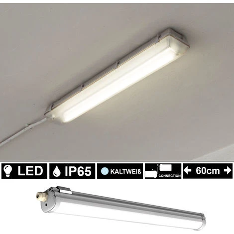 ETC-SHOP Tube Fluorescent Pour Pièce Humide Plafonnier Atelier Garages Sous-sol Tube Fluorescent, IP65, 18 Watts LED 1440 Lumens 6400K Blanc Froid, LxlxP 60x6,5x5,8cm 2 ETC-SHOP Tube Fluorescent Pour Pièce Humide Plafonnier Atelier Garages Sous-sol Tube Fluorescent, IP65, 18 Watts LED 1440 Lumens 6400K Blanc Froid, LxlxP 60x6,5x5,8cm – Image 2