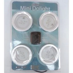 Kit De 4 Spots Encastrés LED 1.3W Ø 68mm Bord Alu Blanc Froid 6000K 82lm 90° Avec Alim 12V Spécial Meuble DOLIGHT R06801.3-BFK