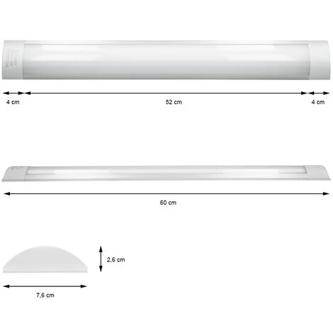 ECD GERMANY LED Batten Tube Plafond 18W 60cm Blanc Froid 1305LM 220-240V En Aluminium 2 ECD GERMANY LED Batten Tube Plafond 18W 60cm Blanc Froid 1305LM 220-240V En Aluminium – Image 2