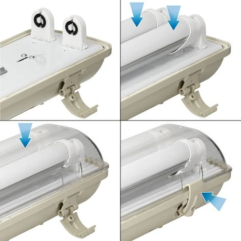 ECD GERMANY Applique Murale LED Lampe électrique étanche Humidité 2xtubes 150cm Atelier Cave 4 ECD GERMANY Applique Murale LED Lampe électrique étanche Humidité 2xtubes 150cm Atelier Cave – Image 4