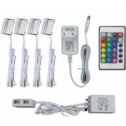 B.K.LICHT 4 Clips RGB LED éclairage Vitrine Placard Armoire Cuisine