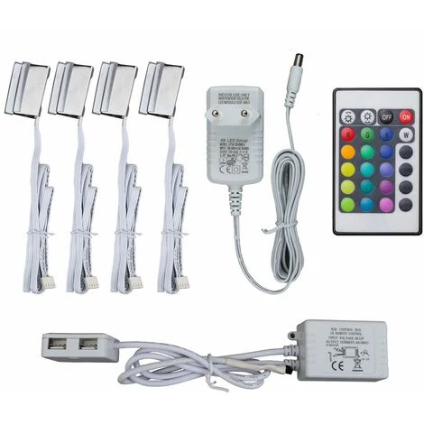 B.K.LICHT 4 Clips RGB LED éclairage Vitrine Placard Armoire Cuisine 1 B.K.LICHT 4 Clips RGB LED éclairage Vitrine Placard Armoire Cuisine