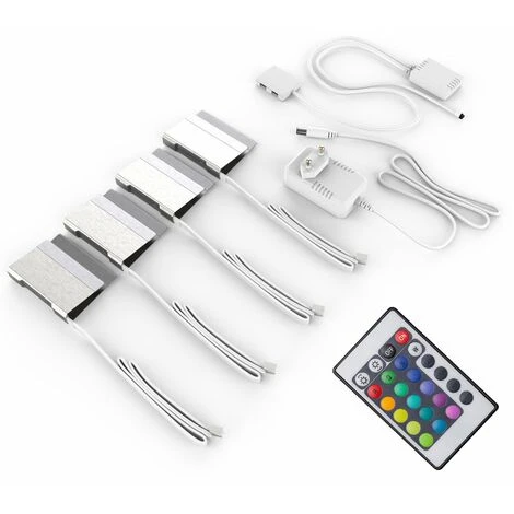 B.K.LICHT 4 Clips RGB LED éclairage Vitrine Placard Armoire Cuisine 2 B.K.LICHT 4 Clips RGB LED éclairage Vitrine Placard Armoire Cuisine – Image 2