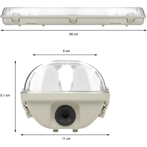 ECD GERMANY Applique Murale LED Luminaire étanche L'humidité 2 Tubes 60cm Atelier Cave Tubes 2 ECD GERMANY Applique Murale LED Luminaire étanche L'humidité 2 Tubes 60cm Atelier Cave Tubes – Image 2
