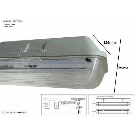 Réglette LED étanche Double Pour Tubes Lumineuse T8 120cm IP65 (boitier Vide) (Pack De 8) - SILAMP 3 Réglette LED étanche Double Pour Tubes Lumineuse T8 120cm IP65 (boitier Vide) (Pack De 8) - SILAMP – Image 3