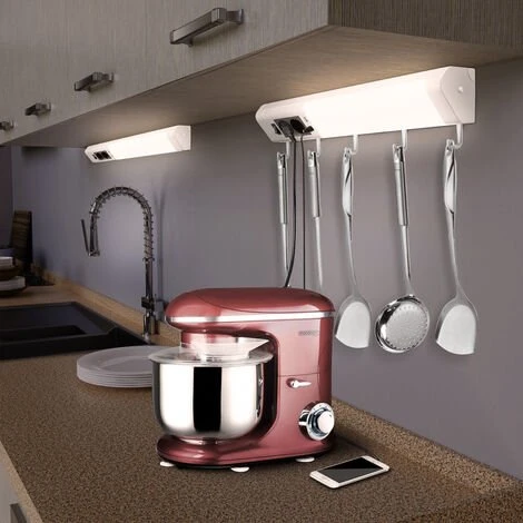 MONZANA Réglette Lumineuse LED Argent Lettelse 10W 5 Crochets Prises De Courant USB Cuisine 2 MONZANA Réglette Lumineuse LED Argent Lettelse 10W 5 Crochets Prises De Courant USB Cuisine – Image 2