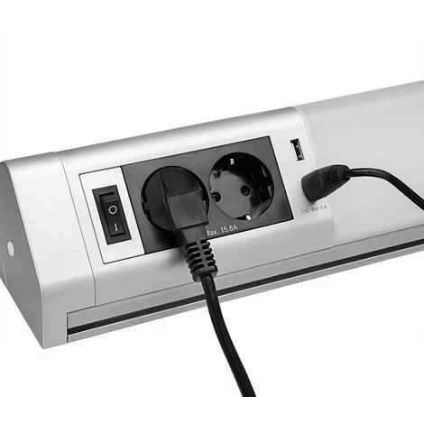 MONZANA Réglette Lumineuse LED Argent Lettelse 10W 5 Crochets Prises De Courant USB Cuisine 3 MONZANA Réglette Lumineuse LED Argent Lettelse 10W 5 Crochets Prises De Courant USB Cuisine – Image 3