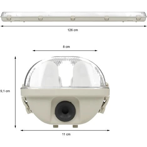 ECD GERMANY Applique Murale LED Lampe Luminaire Résistant à L'humidité Cave Tubes 2x 120 Cm 2 ECD GERMANY Applique Murale LED Lampe Luminaire Résistant à L'humidité Cave Tubes 2x 120 Cm – Image 2