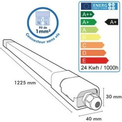 ARUM LIGHTING Reglette LED Etanche 24W 120cm IP65 Eq 200W PANAMA | Température De Couleur: Blanc Froid 6000K 9 ARUM LIGHTING Reglette LED Etanche 24W 120cm IP65 Eq 200W PANAMA | Température De Couleur: Blanc Froid 6000K -Promos Réglette & réglette LED Boutique 22881408 5
