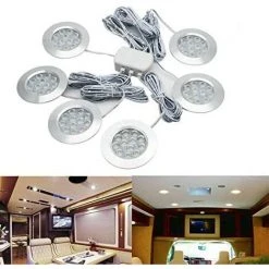 MAXI 6 * Spot LED Lampe Ultra Fin 12V + 1*boîtier Pour Camping-car Camion Caravane Bus, Convient à La Garde-robe, Aux Armoires De Cuisine, Couleur Blanche Nature 6000K