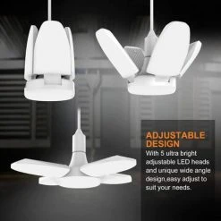 DEVENIRRICHE Éclairage De Garage à LED 60W, E27 6000 Lumens Plafonnier De Sécurité,Lampe D'atelier Déformable à 4 Panneaux Ajustables,Super Brillant Lumière Du Jour Pour Garage, Entrepôt, Atelier, Gym, Cuisine -Promos Réglette & réglette LED Boutique 26011872 4