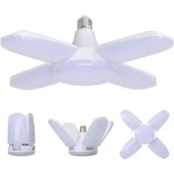 LONGZIMING Éclairage De Garage à LED 60W, E27 6000 Lumens Plafonnier De Sécurité,Lampe D'atelier Déformable à 4 Panneaux Ajustables,Super Brillant Lumière Du Jour Pour Garage, Entrepôt, Atelier, Gym, Cuisine