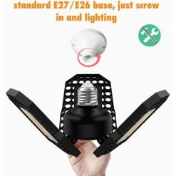 ASUPERMALL Lumiere De Garage A Led, Lumiere De Haute Baie De Deformation D'Eclairage, Entrepot D'Usine Pliant La Lumiere A Trois Feuilles 6000K Lumiere Blanche 40W -Promos Réglette & réglette LED Boutique 26705558 4