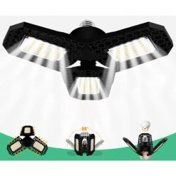 ASUPERMALL Lumiere De Garage A Led, Lumiere De Haute Baie De Deformation D'Eclairage, Entrepot D'Usine Pliant La Lumiere A Trois Feuilles 6000K Lumiere Blanche 40W -Promos Réglette & réglette LED Boutique 26705558 5