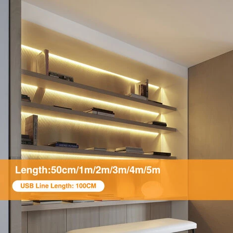 ASUPERMALL Lumiere Led Avec Bande Lumineuse De Gradation De Memoire Tactile Usb Bande Lumineuse De Decoration D'Armoire A La Maison 5M Lumiere Blanche 4 ASUPERMALL Lumiere Led Avec Bande Lumineuse De Gradation De Memoire Tactile Usb Bande Lumineuse De Decoration D'Armoire A La Maison 5M Lumiere Blanche – Image 4