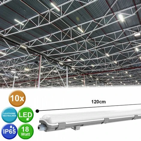 ETC-SHOP Lampe LED étanche à L'humidité 127,5 Cm Lampe D'atelier Blanc Neutre Lampe De Bain LED 18 Watts Tube LED Garage, 1x T8 18W 1x 1700lm 4000K, Lot De 10 2 ETC-SHOP Lampe LED étanche à L'humidité 127,5 Cm Lampe D'atelier Blanc Neutre Lampe De Bain LED 18 Watts Tube LED Garage, 1x T8 18W 1x 1700lm 4000K, Lot De 10 – Image 2