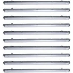 ETC-SHOP Lampe Anti-humidité LED 156 Cm Tube LED Blanc Neutre Plafonnier D'atelier LED Lampe De Sous-sol LED 44 Watts, 2x T8 2x22W 2x 2000lm 4000K, H 6,3 Cm, Lot De 10