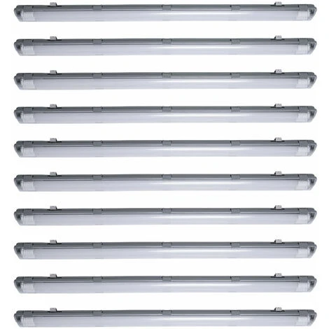 ETC-SHOP Lampe Anti-humidité LED 156 Cm Tube LED Blanc Neutre Plafonnier D'atelier LED Lampe De Sous-sol LED 44 Watts, 2x T8 2x22W 2x 2000lm 4000K, H 6,3 Cm, Lot De 10 1 ETC-SHOP Lampe Anti-humidité LED 156 Cm Tube LED Blanc Neutre Plafonnier D'atelier LED Lampe De Sous-sol LED 44 Watts, 2x T8 2x22W 2x 2000lm 4000K, H 6,3 Cm, Lot De 10
