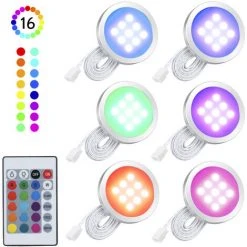 ASUPERMALL Six Ensembles De Lampe Led Rgb Circulaire Dimmable Armoire De Commande A Distance