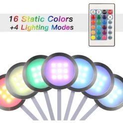 HAPPYSHOPPING Ensemble De 8 Pieces Dimmable RGB LED Armoire Ronde Telecommande Lumiere Standard Europeen 6 HAPPYSHOPPING Ensemble De 8 Pieces Dimmable RGB LED Armoire Ronde Telecommande Lumiere Standard Europeen -Promos Réglette & réglette LED Boutique 28355758 3