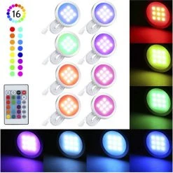 HAPPYSHOPPING Ensemble De 8 Pieces Dimmable RGB LED Armoire Ronde Telecommande Lumiere Standard Europeen 7 HAPPYSHOPPING Ensemble De 8 Pieces Dimmable RGB LED Armoire Ronde Telecommande Lumiere Standard Europeen -Promos Réglette & réglette LED Boutique 28355758 4