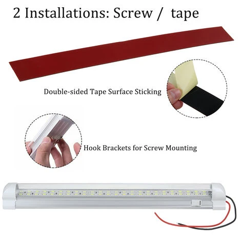 MANTA 1pc 12V 48LED Barre De Bande Lumineuse Intérieure De Voiture Lampe De Bande Blanche Avec Interrupteur 4 MANTA 1pc 12V 48LED Barre De Bande Lumineuse Intérieure De Voiture Lampe De Bande Blanche Avec Interrupteur – Image 4