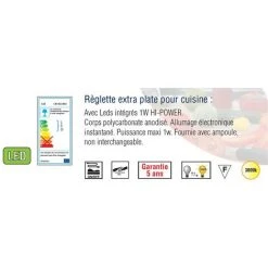CALI Réglette Cuisine Led FLAT LED 3 X 1 W Blanc + Inter Long 45,5cm