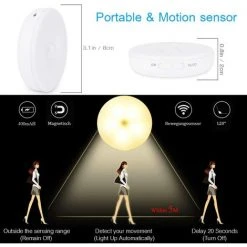 Kueatily Lot De 2 Veilleuse Enfant LED Avec Détecteur De Mouvement & Capteur De Lumière, USB Rechargeable Lampe De Nuit Murale Autocollante Pour Chambre Bébé,Salon,Salle De Bain,Couloir,Placard -Promos Réglette & réglette LED Boutique 28506240 3