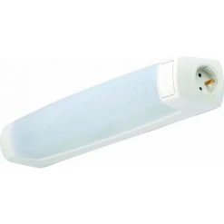 Ebenoid EBE255215 Réglette Avec Prise 16 A 2 P + T/interrupteur/diffuseur Sans Tube, 75 W, Blanc