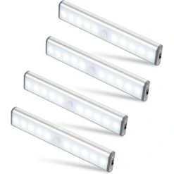 ILOVEMILAN Éclairage D'armoire 10 LED, Sans Fil, USB Rechargeable, Magnétique, Détecteur De Mouvement, 2 Modes D'éclairage, Portable. Lampes De Placard, Lumières De Secours, Veilleuses Pour Enfants-4PCS