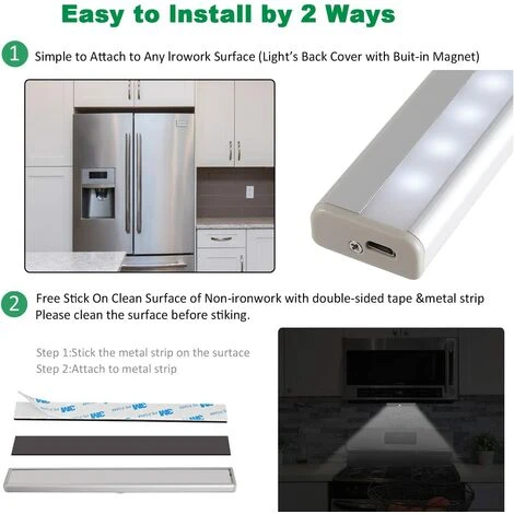 LangRay Lumière Armoire Avec Détecteur, Lampe Détecteur De Mouvement, Veilleuse 10 LED Avec Bande Magnétique, Alimenté Par USB(Sans Fil), Lumière Automatique D'Armoire Placard Cabinet 2 LangRay Lumière Armoire Avec Détecteur, Lampe Détecteur De Mouvement, Veilleuse 10 LED Avec Bande Magnétique, Alimenté Par USB(Sans Fil), Lumière Automatique D'Armoire Placard Cabinet – Image 2