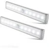 AIDUCHO I Réglette LED I Lot De 2 Veilleuses LED Avec Détecteur De Mouvement I Auto-adhésif I Alimentation Par Piles I Aluminium