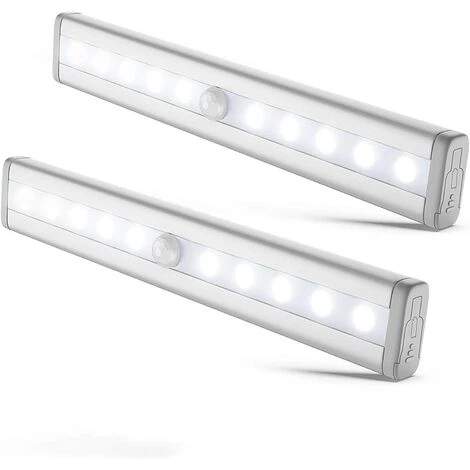 AIDUCHO I Réglette LED I Lot De 2 Veilleuses LED Avec Détecteur De Mouvement I Auto-adhésif I Alimentation Par Piles I Aluminium 1 AIDUCHO I Réglette LED I Lot De 2 Veilleuses LED Avec Détecteur De Mouvement I Auto-adhésif I Alimentation Par Piles I Aluminium