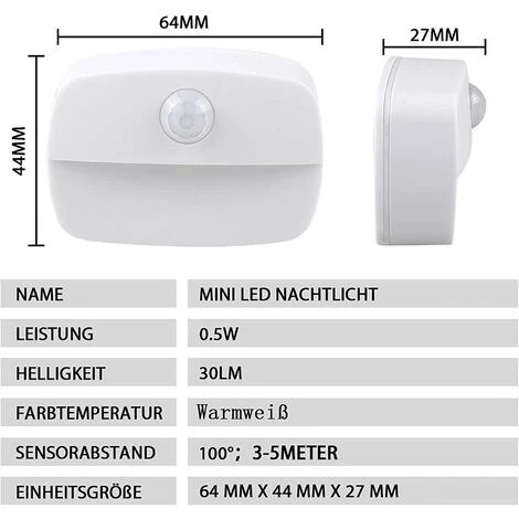 LangRay Lot De 4 Veilleuses LED Avec Détecteur De Mouvement Gritin Blanc Lampe De Nuit Pour Enfant On/Off Éclairage De Placard Avec Adhésif Éclairage D'orientation Pour Chambre D'enfant, Chambre à Coucher, Couloir, Etc. 2 LangRay Lot De 4 Veilleuses LED Avec Détecteur De Mouvement Gritin Blanc Lampe De Nuit Pour Enfant On/Off Éclairage De Placard Avec Adhésif Éclairage D'orientation Pour Chambre D'enfant, Chambre à Coucher, Couloir, Etc. – Image 2