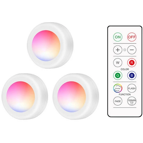 ASUPERMALL Eclairage D'Armoire A Led Avec Telecommande 16Rgb Placard Lumiere 10 Dimmer Fonction De Minuterie Lampe De Nuit A Piles Sans Fil, 3 Pieces - 3 Pieces 2 ASUPERMALL Eclairage D'Armoire A Led Avec Telecommande 16Rgb Placard Lumiere 10 Dimmer Fonction De Minuterie Lampe De Nuit A Piles Sans Fil, 3 Pieces - 3 Pieces – Image 2