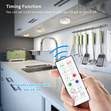 ASUPERMALL Eclairage D'Armoire A Led Avec Telecommande 16Rgb Placard Lumiere 10 Dimmer Fonction De Minuterie Lampe De Nuit A Piles Sans Fil, 3 Pieces - 3 Pieces 4 ASUPERMALL Eclairage D'Armoire A Led Avec Telecommande 16Rgb Placard Lumiere 10 Dimmer Fonction De Minuterie Lampe De Nuit A Piles Sans Fil, 3 Pieces - 3 Pieces – Image 4