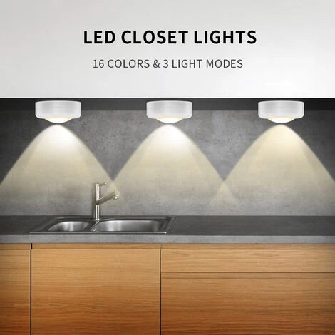 ASUPERMALL Eclairage D'Armoire A Led Avec Telecommande 16Rgb Placard Lumiere 10 Dimmer Fonction De Minuterie Lampe De Nuit A Piles Sans Fil, 3 Pieces - 3 Pieces 5 ASUPERMALL Eclairage D'Armoire A Led Avec Telecommande 16Rgb Placard Lumiere 10 Dimmer Fonction De Minuterie Lampe De Nuit A Piles Sans Fil, 3 Pieces - 3 Pieces – Image 5