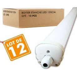 ARUM LIGHTING Lot De 12 Boitiers LED Etanche 120cm 36W IP65 | Température De Couleur: Blanc Froid 6000K
