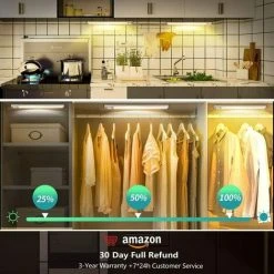 PERLE RARE Lampe De Placard 160 LED Lumière D'Armoire Eclairage Placard Détecteur De Mouvement Rechargeable USB Gradation En Continu 3 Modes D’Éclairage Automatique Eclairage 1800mAh Batterie [Classe énergétique A+++] -Promos Réglette & réglette LED Boutique 34871228 5