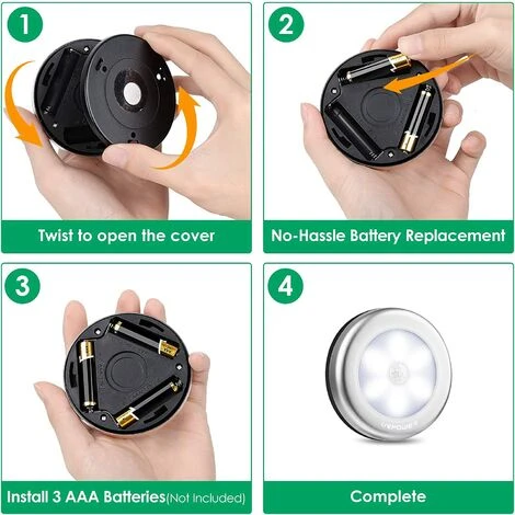 THSINDE Lampes De Placard, Lampes à Détecteur De Mouvement D'intérieur, Lampes De Placard à LED Alimentées Par Batterie, Veilleuses De Sport Fixées à N'importe Quel Endroit, Lampes D'escalier, Appliques Murales, Utilisées Dans Les Couloirs, Les Chambres, Les Cuis 5 THSINDE Lampes De Placard, Lampes à Détecteur De Mouvement D'intérieur, Lampes De Placard à LED Alimentées Par Batterie, Veilleuses De Sport Fixées à N'importe Quel Endroit, Lampes D'escalier, Appliques Murales, Utilisées Dans Les Couloirs, Les Chambres, Les Cuis – Image 5