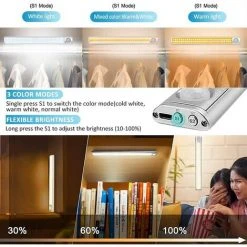 BETTERLIFE Lampe De Placard, 160 LED Lampe Sous Meuble Cusine Détecteur De Mouvement Automatique Eclairage Placard Portable Sans Fil, 1800mAh Batterie Rechargeable Pour Armoire, Escalier, Bureau, Cuisine 7 BETTERLIFE Lampe De Placard, 160 LED Lampe Sous Meuble Cusine Détecteur De Mouvement Automatique Eclairage Placard Portable Sans Fil, 1800mAh Batterie Rechargeable Pour Armoire, Escalier, Bureau, Cuisine -Promos Réglette & réglette LED Boutique 35923646 3
