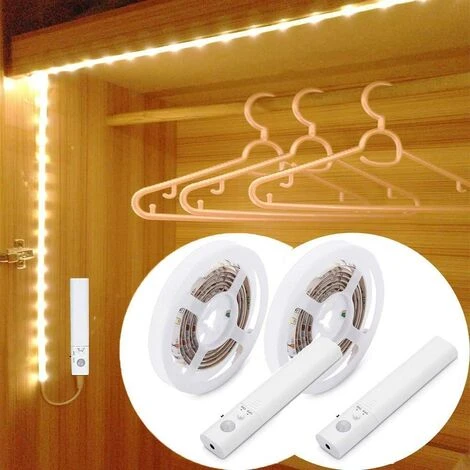 BETTERLIFE LED De Lumière De Capteur De Mouvement 2 Pièces 1M, Bande LED Flexible Blanc Chaud 1.5M Pour Armoire Murale, Armoire, Escaliers, Tiroir 1 BETTERLIFE LED De Lumière De Capteur De Mouvement 2 Pièces 1M, Bande LED Flexible Blanc Chaud 1.5M Pour Armoire Murale, Armoire, Escaliers, Tiroir