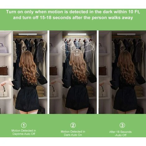 TRIOMPHE Lampe LED Detecteur Mouvement Interieur - 3 Paquet 10 LED Placard Dressing Sans Fil Eclairage à Pile Avec Adhesive Lampe Sous Meuble Cuisine Pour Armoire Escalier Lumiere Automatique Veilleuse Chaud 2 TRIOMPHE Lampe LED Detecteur Mouvement Interieur - 3 Paquet 10 LED Placard Dressing Sans Fil Eclairage à Pile Avec Adhesive Lampe Sous Meuble Cuisine Pour Armoire Escalier Lumiere Automatique Veilleuse Chaud – Image 2