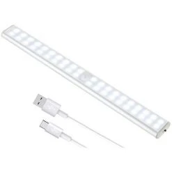 BETTERLIFE Lampe De Placard 40 LEDs, Eclairage Placard Détecteur De Mouvement, Reglette Led Rechargeable USB, Lumière De Placard, Bande Magnetique Adhésive Veilleuse LED